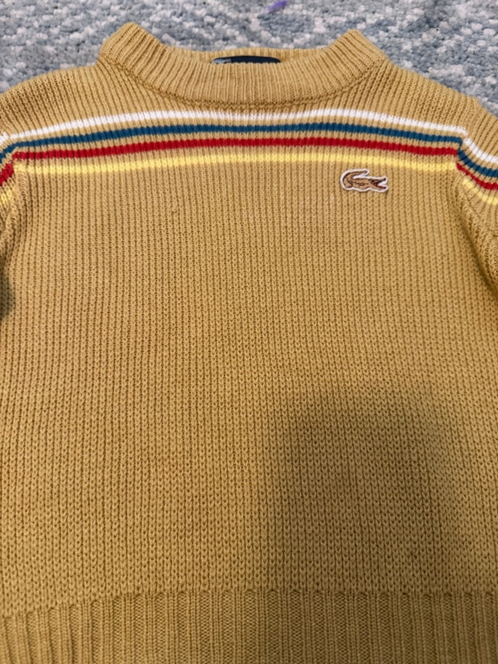 Lacoste Kid’s Mustard Stripe Crewneck Sweater - Picture 4 of 8